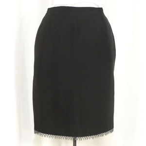 S.L.B. Black Dupioni Silk Skirt with Beaded Fringe
